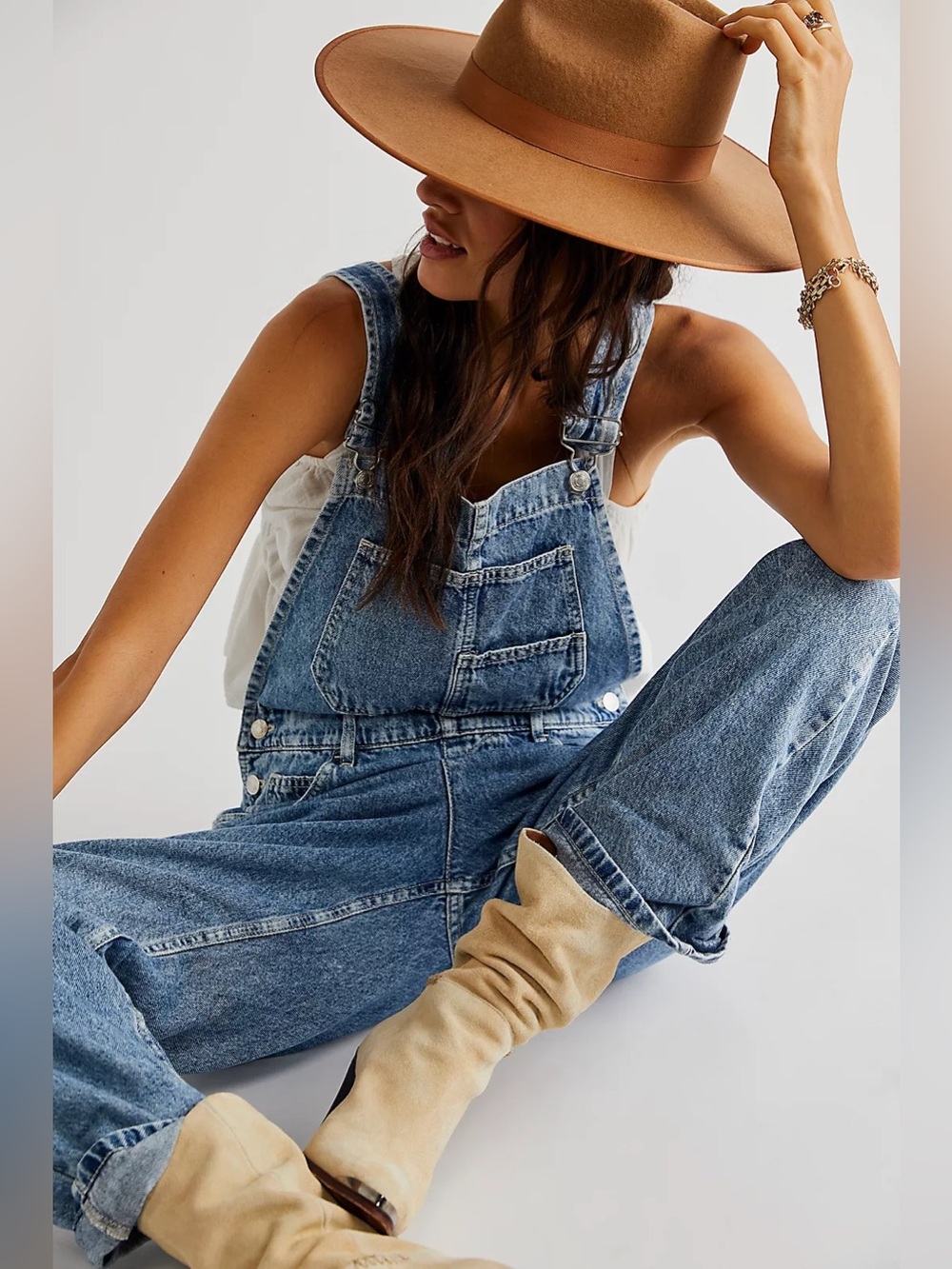 Free people we the free Ziggy Denim Overalls large - Picture 3 of 16